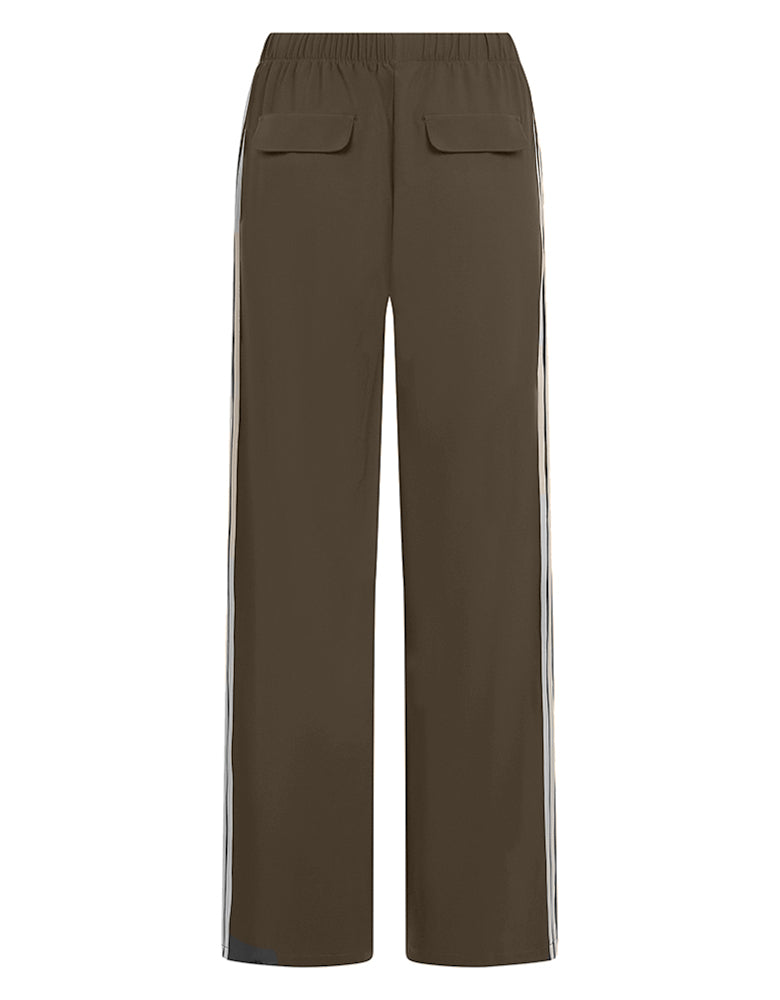 PENN&INK N.Y Hose Stripe Travel-Quality Braun Creme Straight-Leg-Fit Kontrast-Doppelstreifen Rückseite