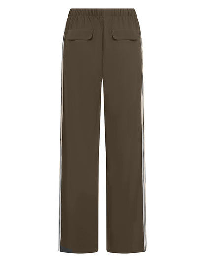 PENN&INK N.Y Hose Stripe Travel-Quality Braun Creme Straight-Leg-Fit Kontrast-Doppelstreifen Rückseite