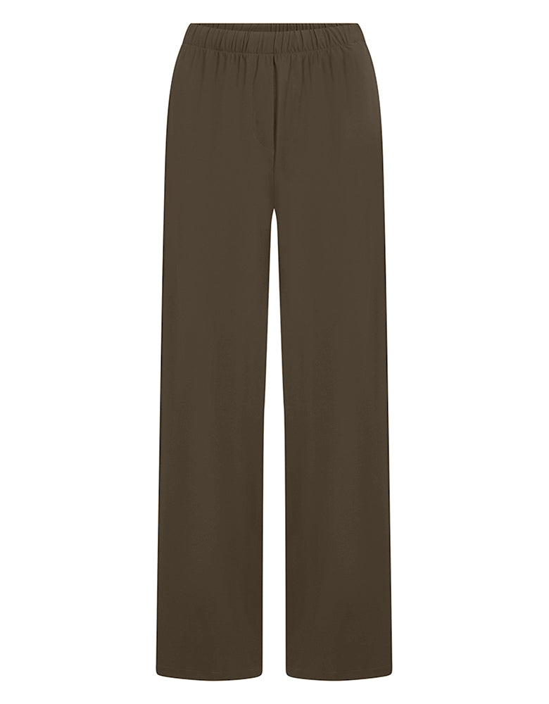 PENN&INK N.Y Hose Stripe Travel-Quality Braun Creme Straight-Leg-Fit Kontrast-Doppelstreifen