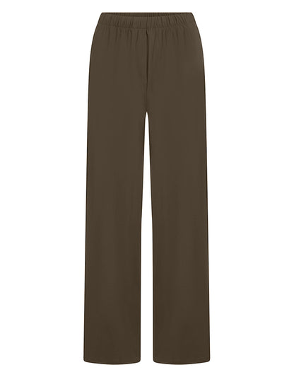 PENN&INK N.Y Hose Stripe Travel-Quality Braun Creme Straight-Leg-Fit Kontrast-Doppelstreifen