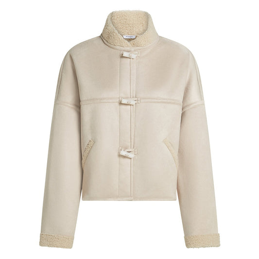 PENN&INK N.Y Jacke-Wildlederoptik Ecru 100% Polyester Steppnähte Teddy-Futter