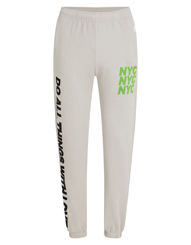 PENN&INK N.Y Joggingpants Print Do All Things with Love Relaxed Fit Ghost Hellgrau