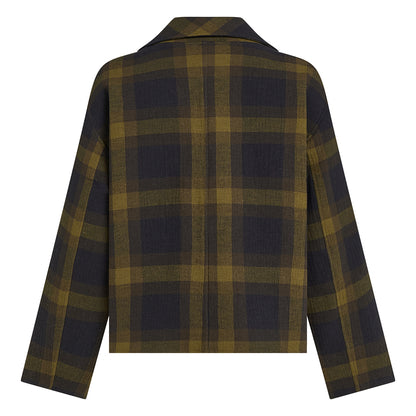 PENN&INK N.Y Karo-Blazer-Jacke Check Baumwoll-Leinen-Mix Relaxed-Fit Gefüttert Rückseite