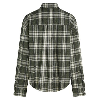 PENN&INK N.Y Karo-Bluse Anthrazit Kariert Baumwolle Relaxed-Fit Rückseite