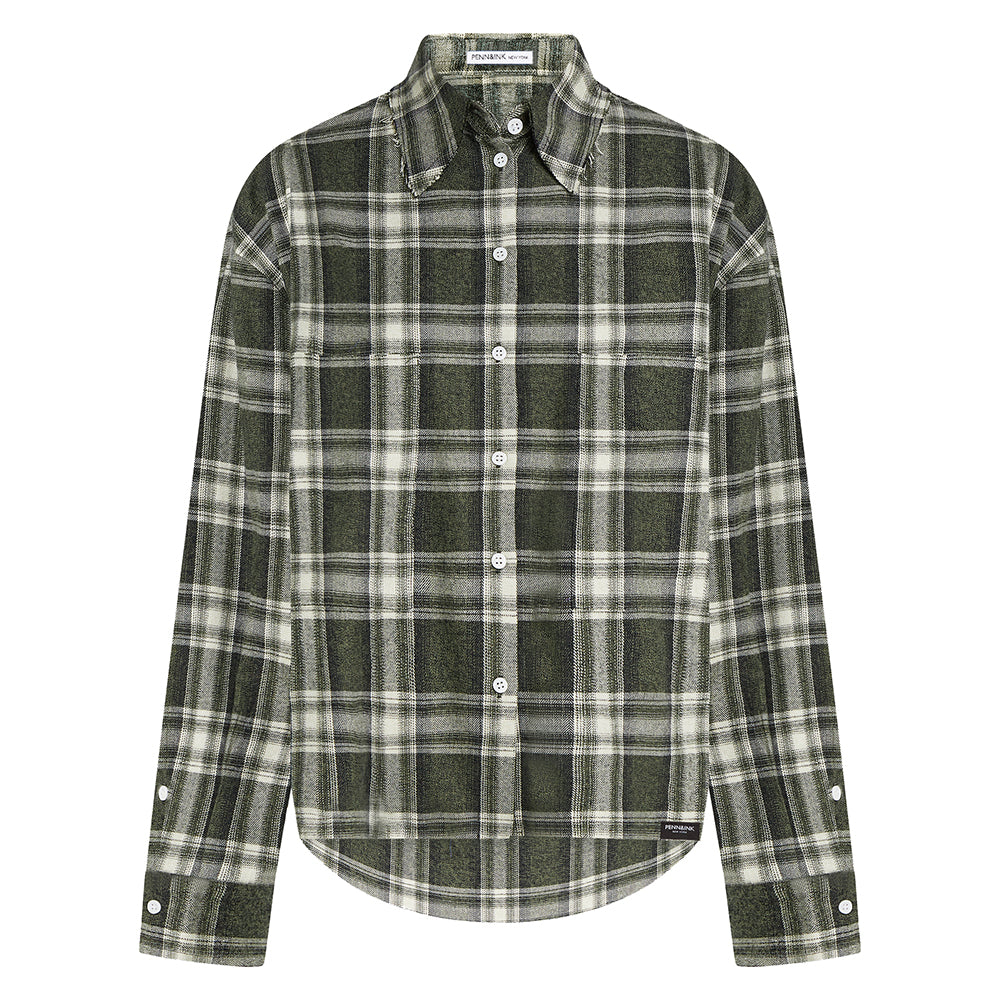 PENN&INK N.Y Karo-Bluse Anthrazit Kariert Baumwolle Relaxed-Fit