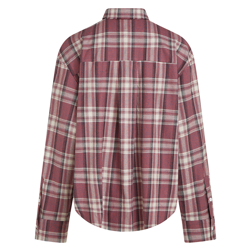 PENN&INK N.Y Karo-Bluse Rot Kariert Baumwolle Relaxed-Fit Rückseite