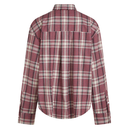 PENN&INK N.Y Karo-Bluse Rot Kariert Baumwolle Relaxed-Fit Rückseite