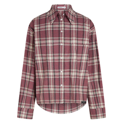 PENN&INK N.Y Karo-Bluse Rot Kariert Baumwolle Relaxed-Fit