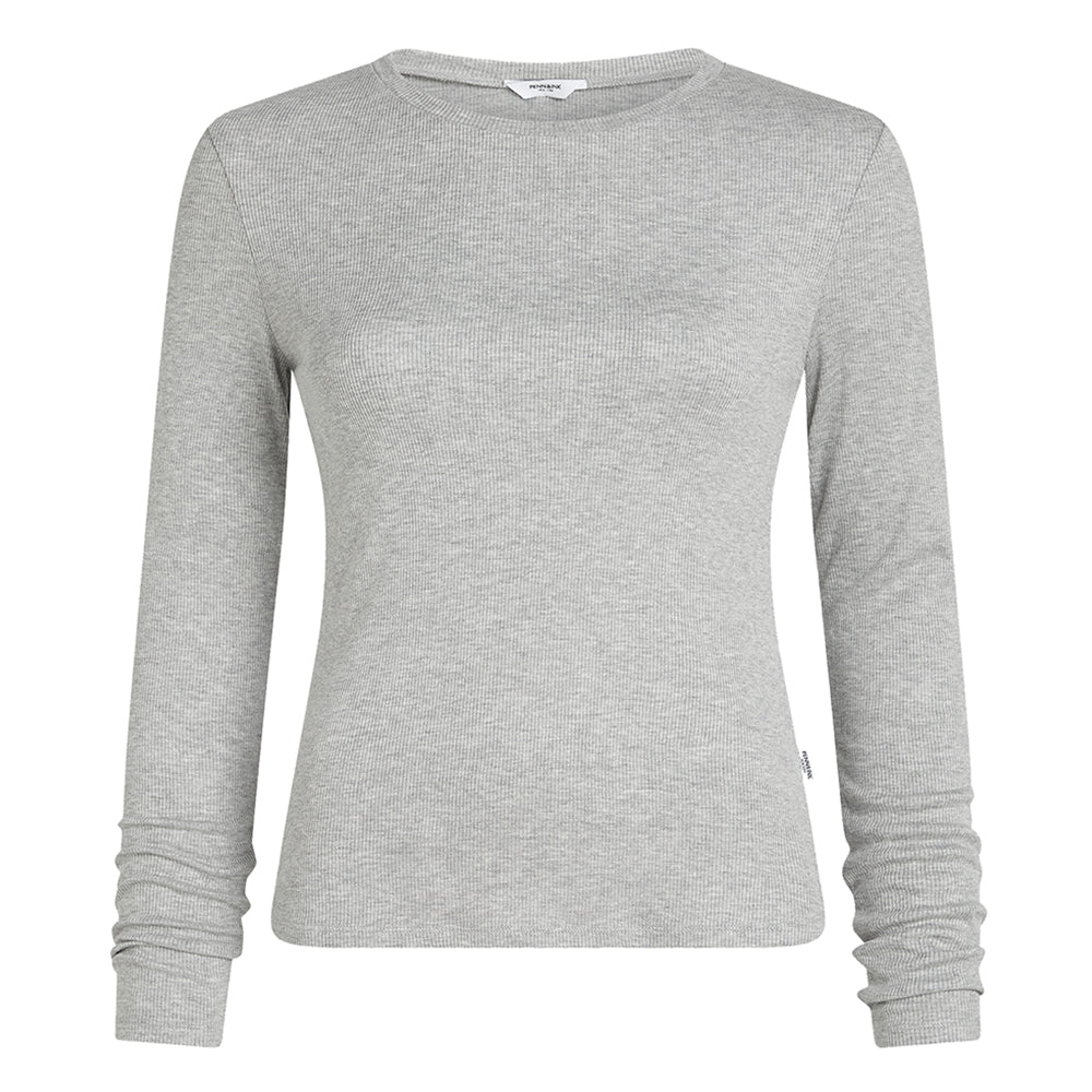 PENN&INK N.Y Langarmshirt Modal Longsleeve Grey Melange Grau Meliert Schmale Passform Modal-Jersey