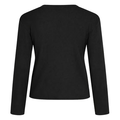PENN&INK N.Y Langarmshirt Rib Longsleeve Black Schwarz Ripp-Modal-Jersey Front-Print Rückseite