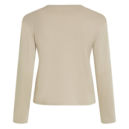 PENN&INK N.Y Langarmshirt Rib Longsleeve Sand Ripp-Modal-Jersey Front-Print Rückseite