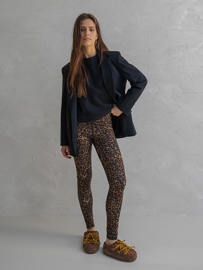 PENN&INK N.Y Leggings Leopard-Print Slim-Fit Elastischer Bund Model