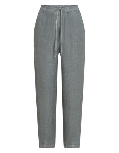 PENN&INK N.Y Leinenhose Monument Grau Elastischer Bund Bindeband