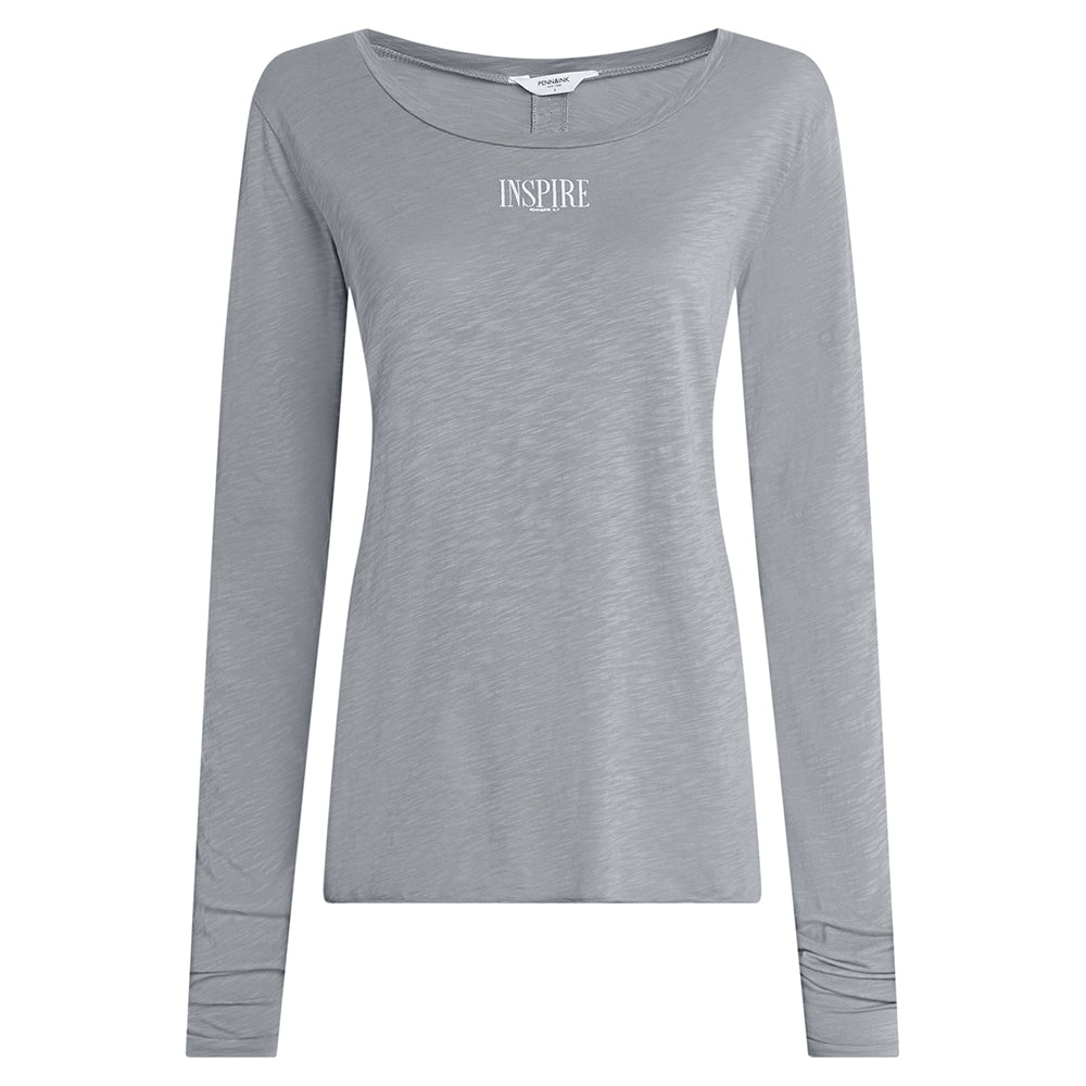 PENN&INK N.Y Langarmshirt Print Inspire Grau Baumwolle
