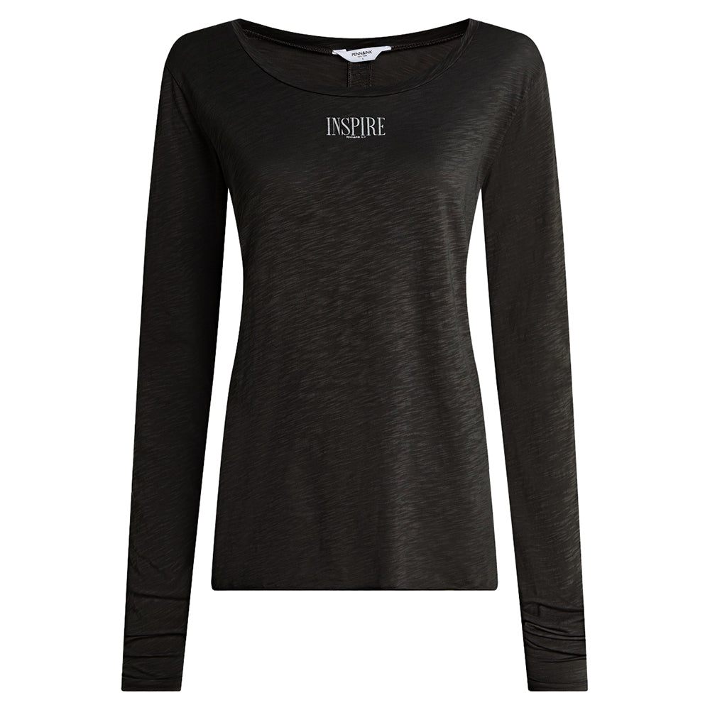 PENN&INK N.Y Langarmshirt Print Inspire Schwarz Baumwolle