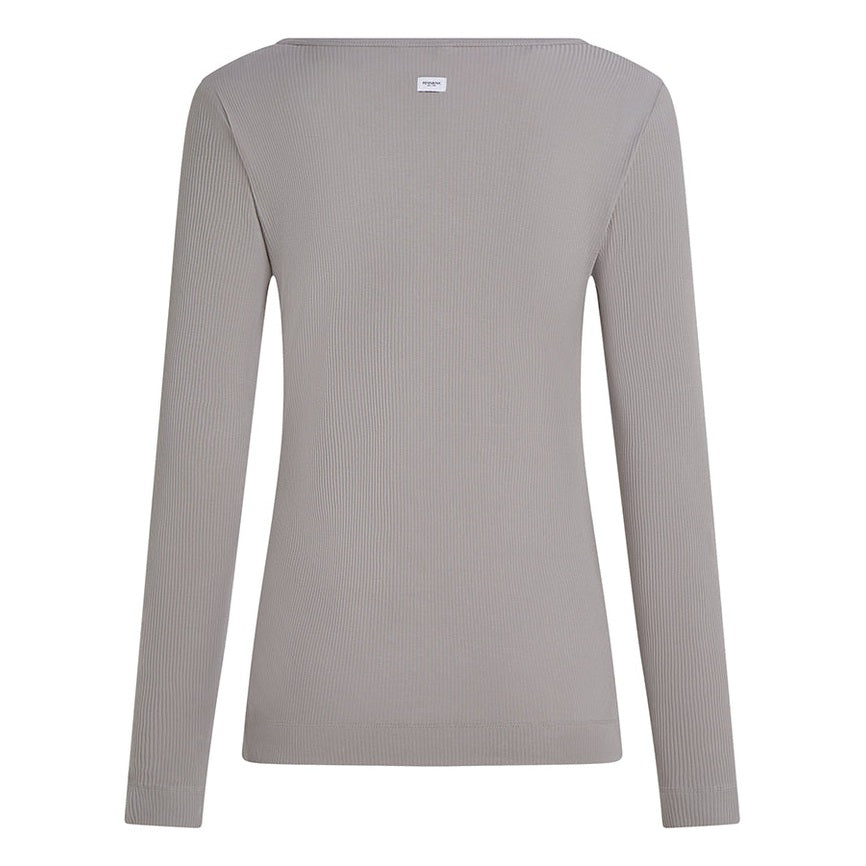 PENN&INK NY Longsleeve Ripp-Baumwolle Mineral Hellgrau Rückseite