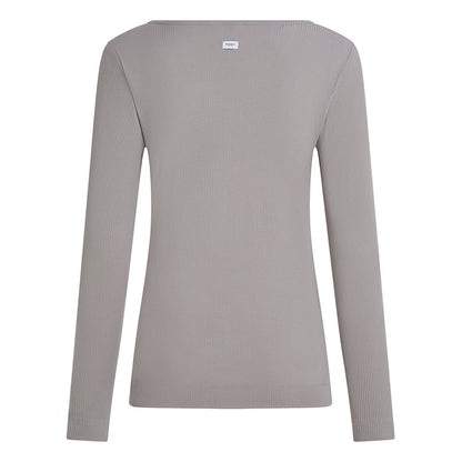 PENN&INK NY Longsleeve Ripp-Baumwolle Mineral Hellgrau Rückseite