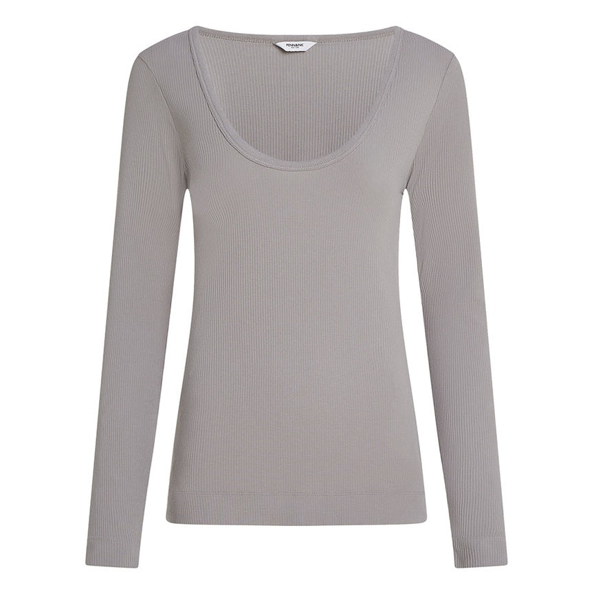 PENN&INK NY Longsleeve Ripp-Baumwolle Mineral Hellgrau