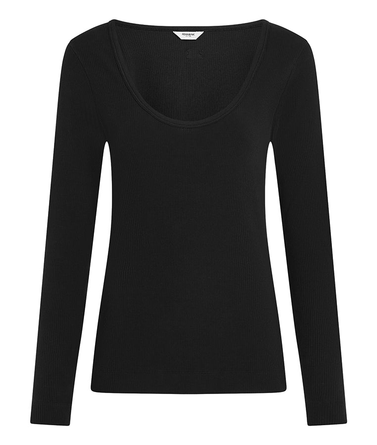 PENN&INK NY Longsleeve Ripp-Baumwolle Schwarz
