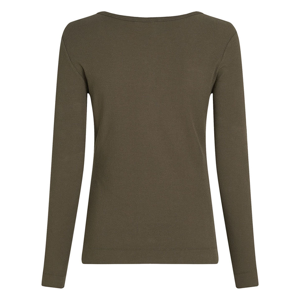 PENN&INK N.Y Longsleeve Ripp-Baumwolle Wolf Braun Rückseite