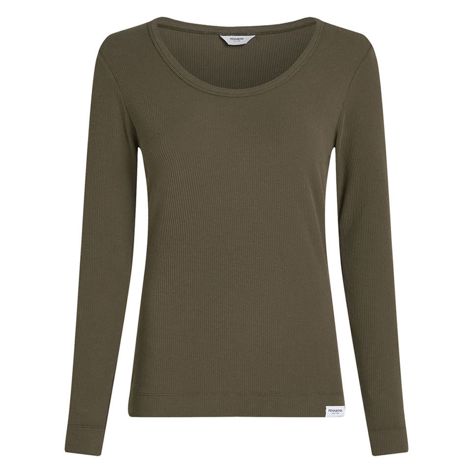 PENN&INK N.Y Longsleeve Ripp-Baumwolle Wolf Braun