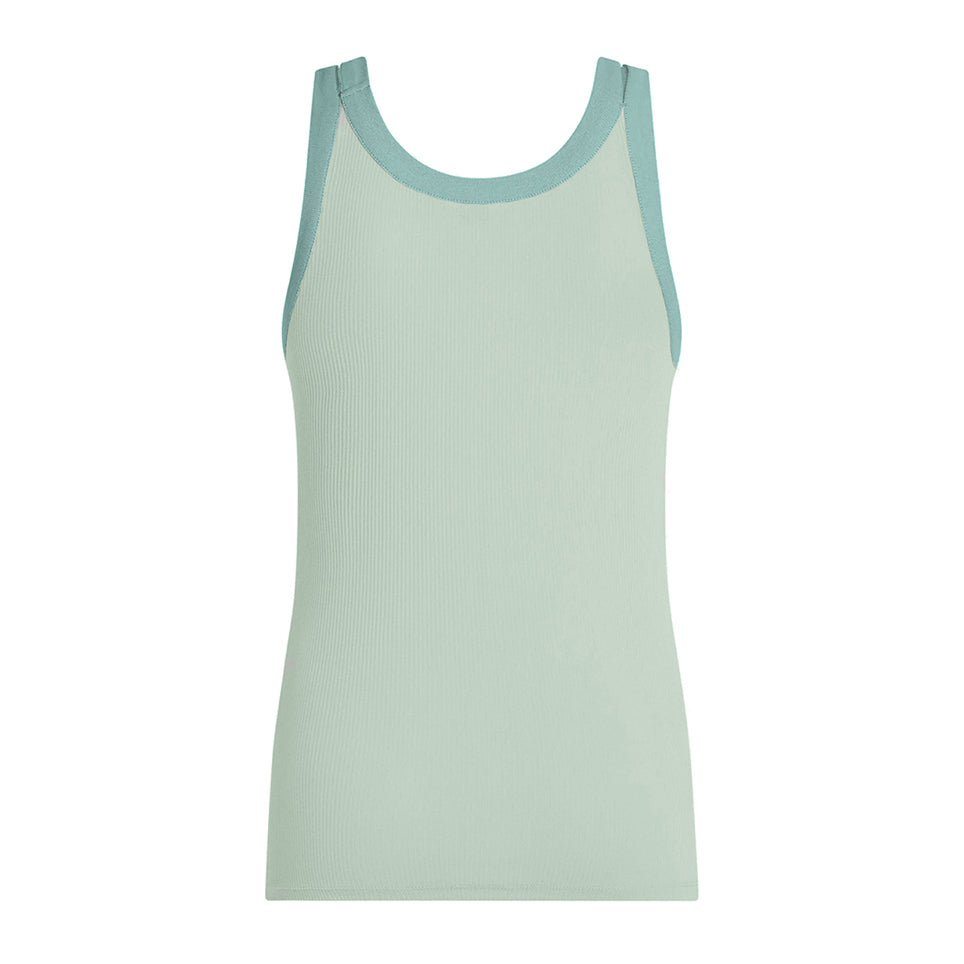 PENN&INK N.Y Tanktop Ripp-Jersey Doppelte Träger Zweifarbig Slim-Fit Salbei Mint Rückseite