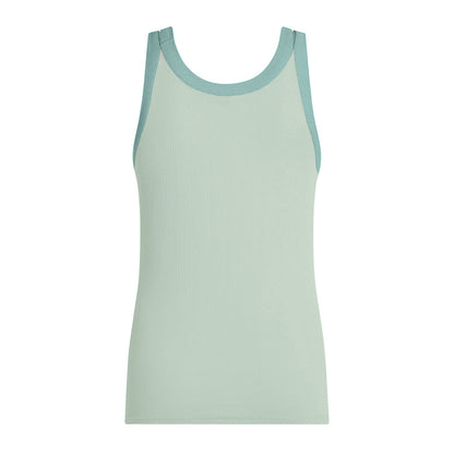 PENN&INK N.Y Tanktop Ripp-Jersey Doppelte Träger Zweifarbig Slim-Fit Salbei Mint Rückseite