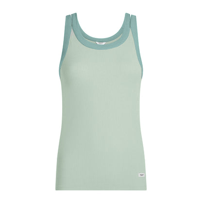 PENN&INK N.Y Tanktop Ripp-Jersey Doppelte Träger Zweifarbig Slim-Fit Salbei Mint