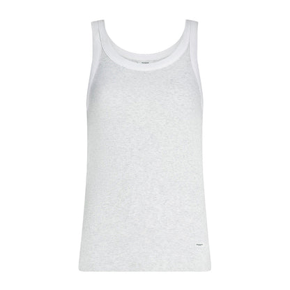 PENN&INK N.Y Tanktop Ripp-Jersey Doppelte Träger Zweifarbig Slim-Fit Grau Weiß