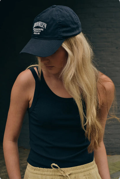 PENN&INK N.Y Tanktop Ripp-Jersey Doppelte Träger Slim-Fit Pine Petrol Model