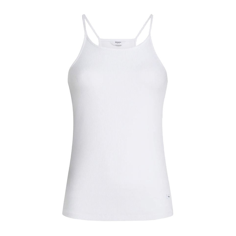 PENN&INK N.Y Tanktop Ripp-Jersey Slim-Fit Spaghettiträger Weiß