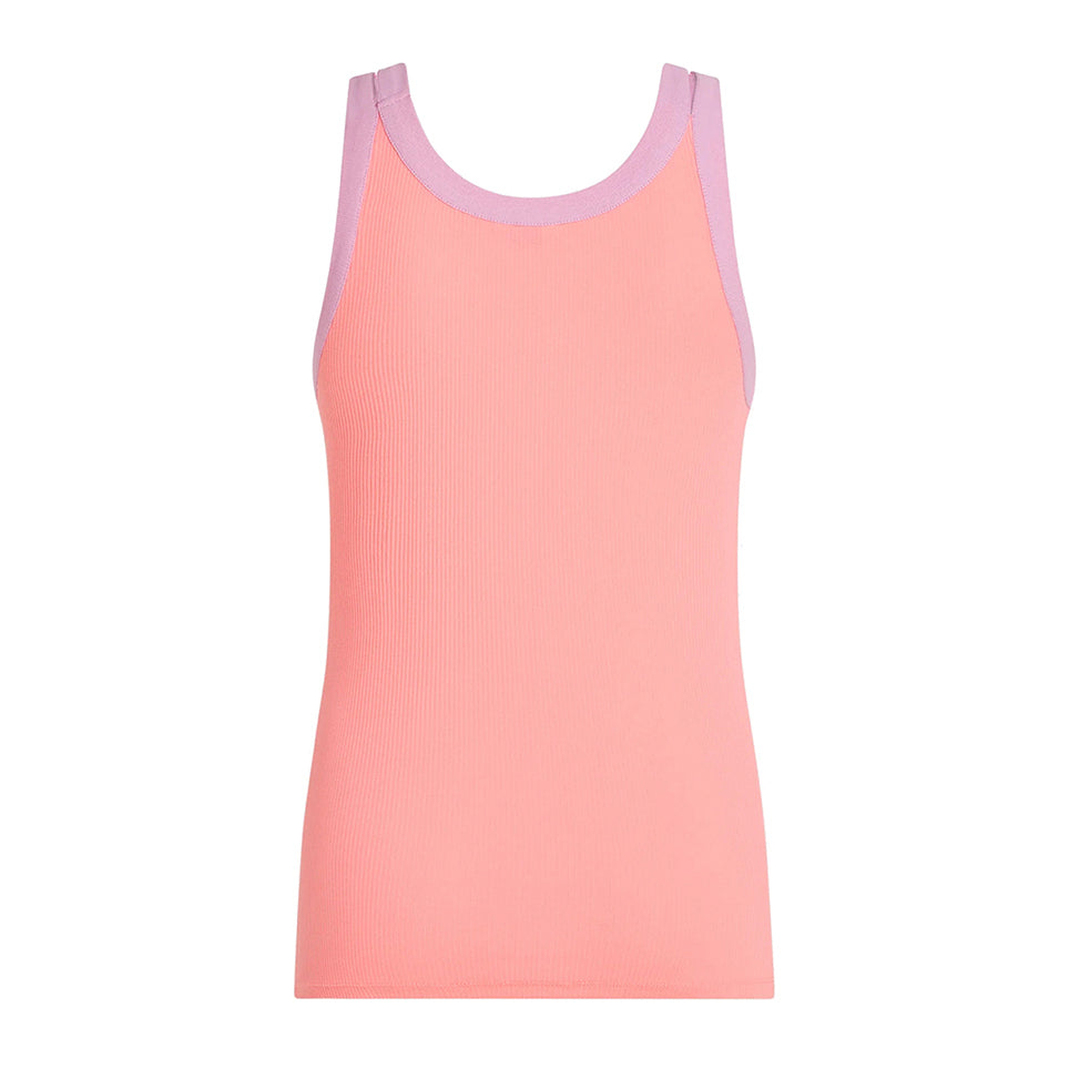 PENN&INK N.Y Tanktop Ripp-Jersey Doppelte Träger Zweifarbig Slim-Fit Wild Rose Rosa