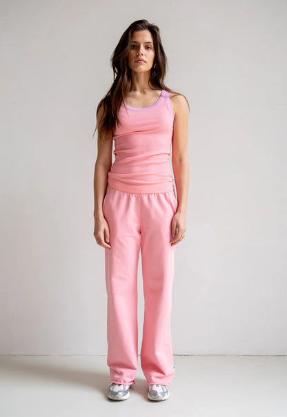 PENN&INK N.Y Tanktop Ripp-Jersey Doppelte Träger Zweifarbig Slim-Fit Rosa Model