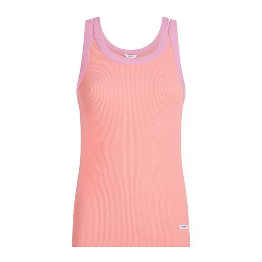 PENN&INK N.Y Tanktop Ripp-Jersey Doppelte Träger Zweifarbig Slim-Fit Rosa
