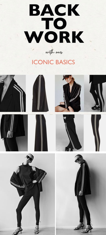 PENN&INK N.Y Maxi-Rock Anna Seitenstreifen A-Form Travel-Quality Schwarz Basics Stripe