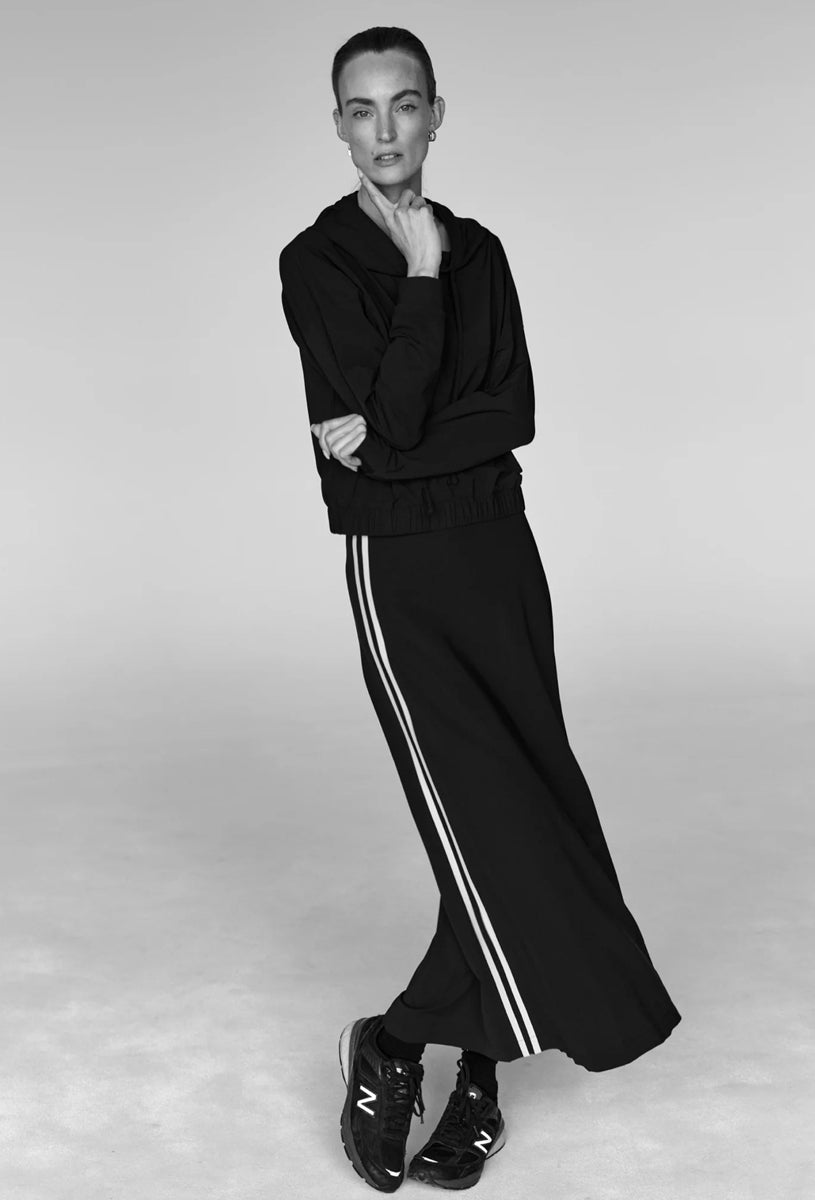 PENN&INK N.Y Maxi-Rock Anna Seitenstreifen A-Form Travel-Quality Schwarz Model 2