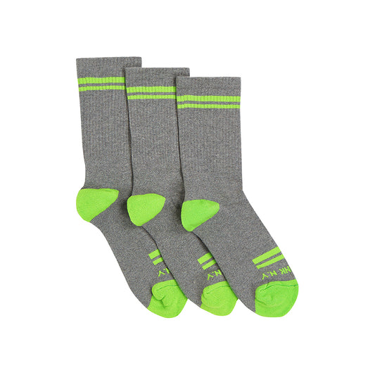 PENN&INK N.Y Socken Streifen Grau Vivid Green 3er-Pack Baumwolle