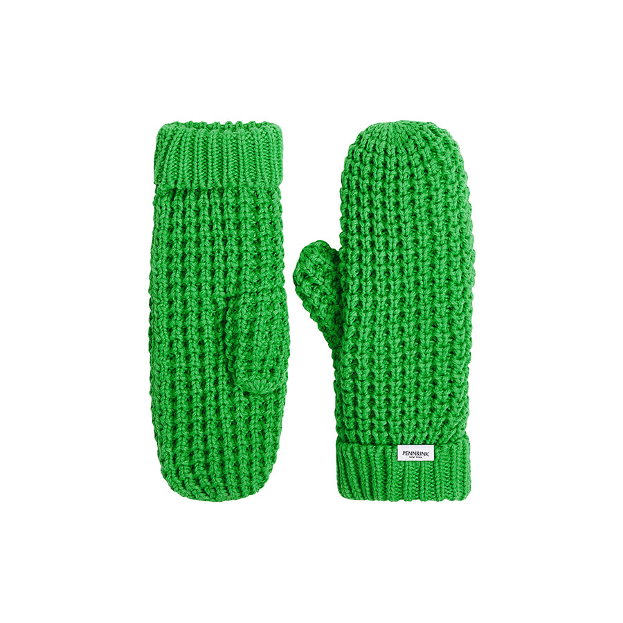 PENN&INK N.Y Strickhandschuhe Fäustlinge Grobmachig Teddy-Innenfutter Vibrant Green Gruen