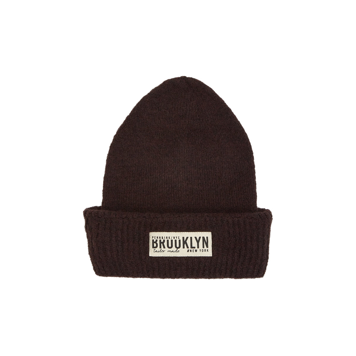 PENN&INK N.Y Strickmütze Brooklyn-Patch Dunkelbraun