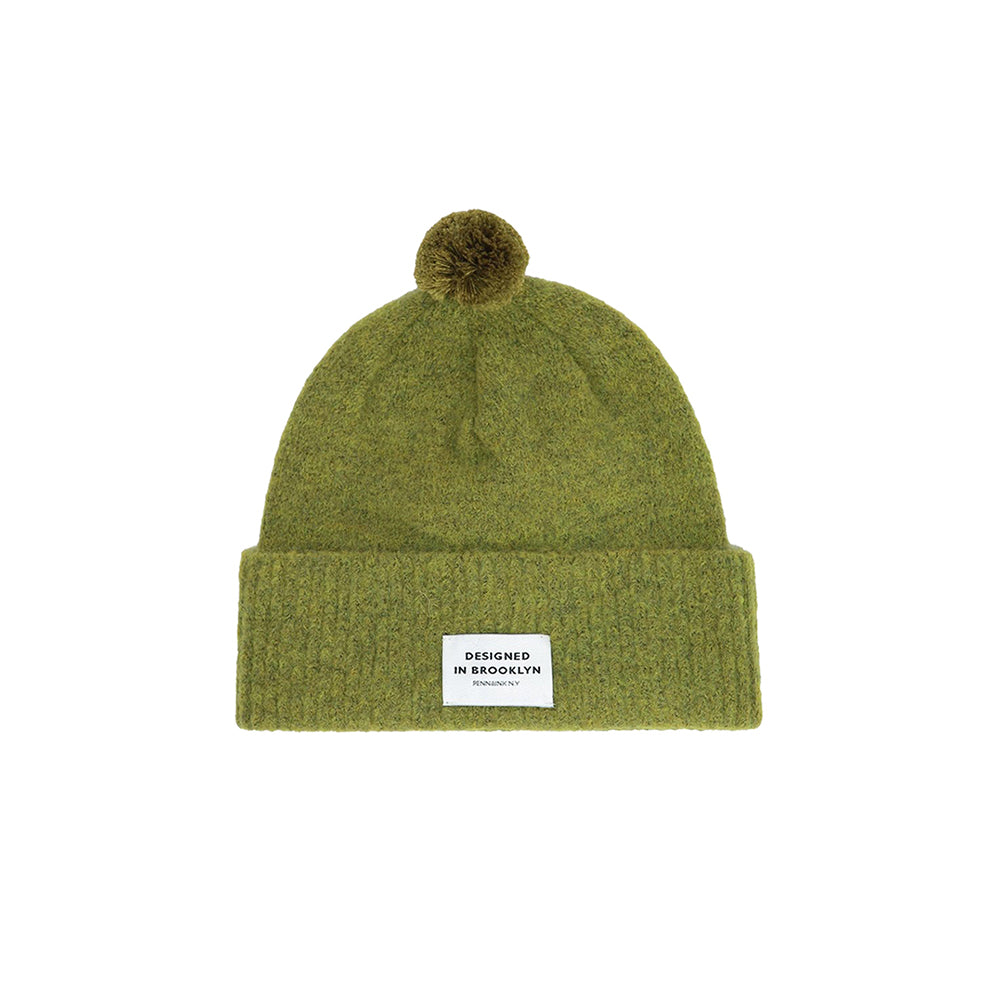 PENN&INK N.Y Strickmütze Bommel Oliv Guacamole