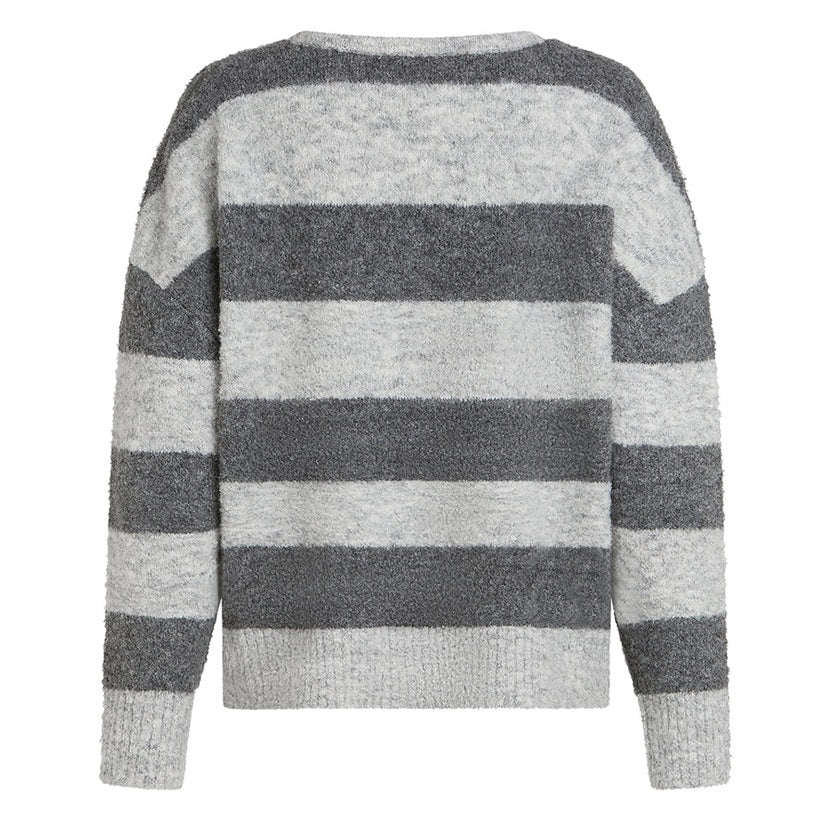 PENN&INK N.Y Strickpullover Streifen Grau Rückseite