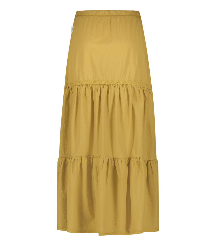 PENN&INK N.Y Langer Stufenrock Camel Maxi-Länge A-Form Baumwolle Boho-Style