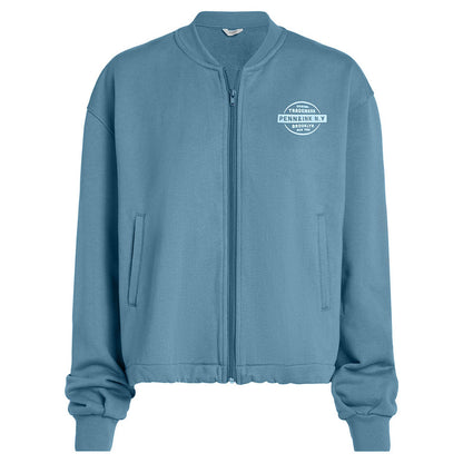 PENN&INK N.Y Sweatjacke Print Cardigan Water Denim Rückenprint Run for your Life Reißverschluss