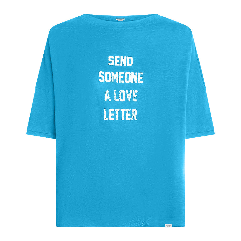PENN&INK N.Y T-Shirt Print Love Letter Türkis