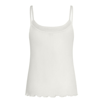 PENN&INK N.Y Ripp Tanktop Rüschensaum Ecru Slim-Fit Baumwolle Rückseite