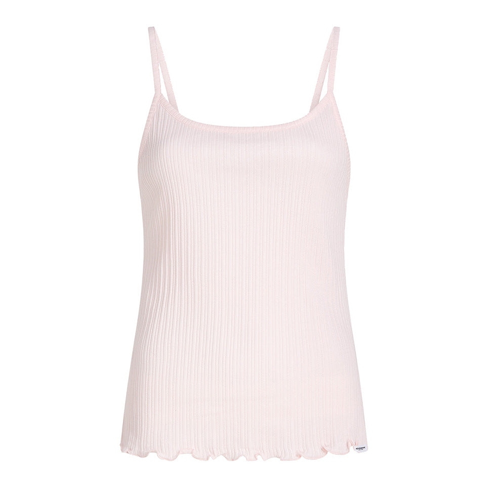 PENN&INK N.Y Ripp Tanktop Rüschensaum Hellrosa Slim-Fit Baumwolle