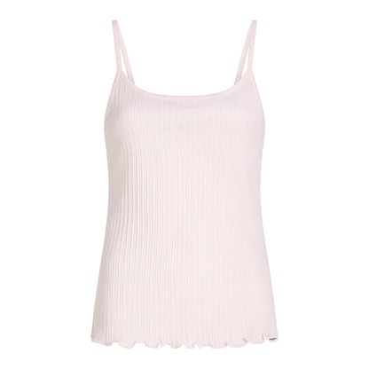 PENN&INK N.Y Ripp Tanktop Rüschensaum Hellrosa Slim-Fit Baumwolle