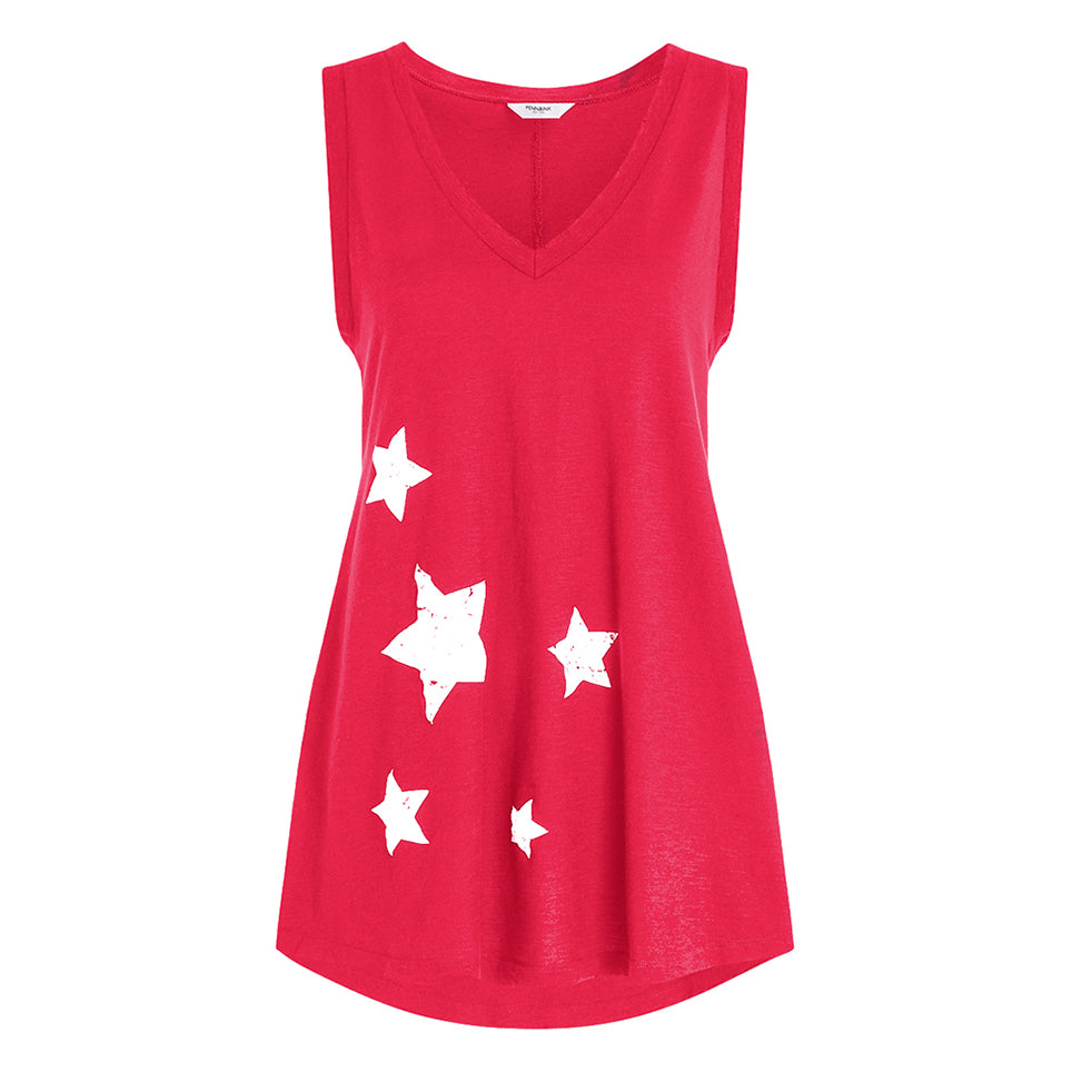 PENN&INK N.Y Top Sternen-Print A-Form Pink Grenadine Baumwolle