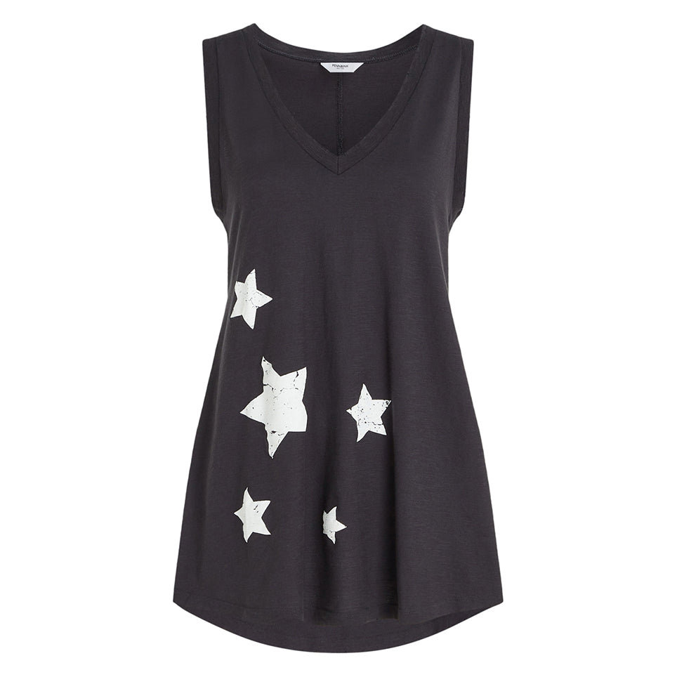 PENN&INK N.Y Top Sternen-Print A-Form Schwarz Baumwolle