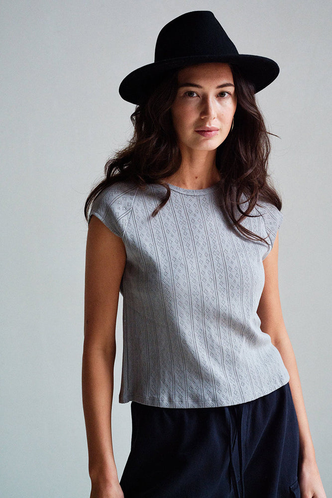 PENN&INK N.Y T-Shirt Lochstrick Grau Model 2